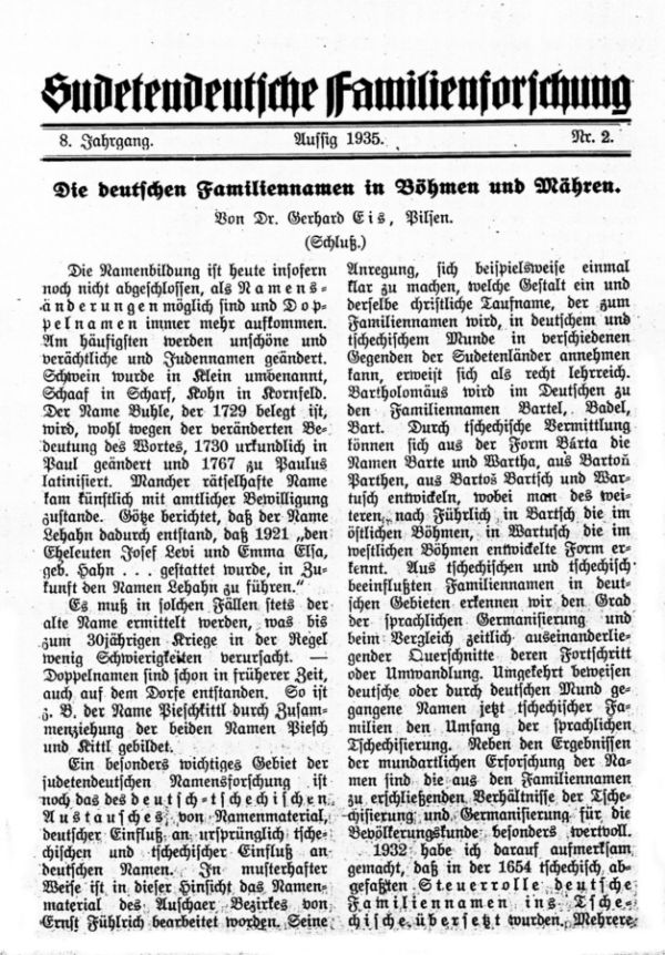 Die deutschen Familiennamen in Böhmen und Mähren - 1