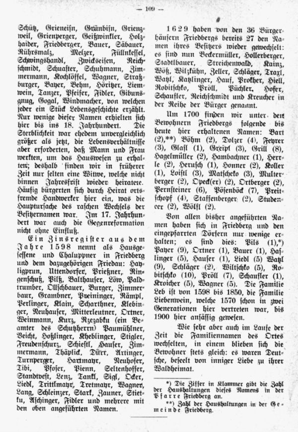 Familiennamen in Friedberg (Böhmerwald) - 2