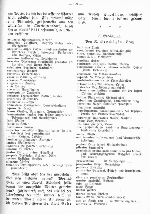 Latein in Kirchenmatriken - 3