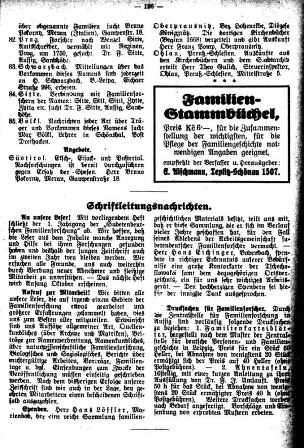 Schriftleitungsnachrichten