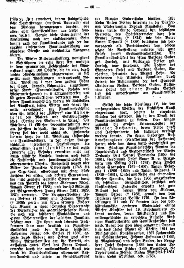 Familienkunde und Familienforschung in der Mieser Bilderausstellung 1929 - 2
