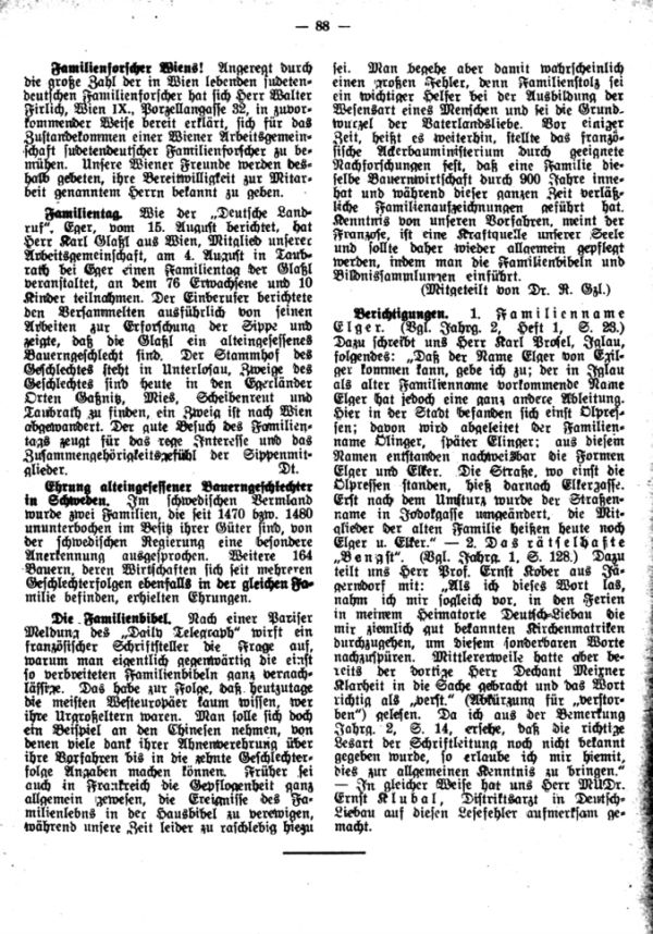 Familienforscher Wiens - Familientag der Glaßl - Die Familienbibel