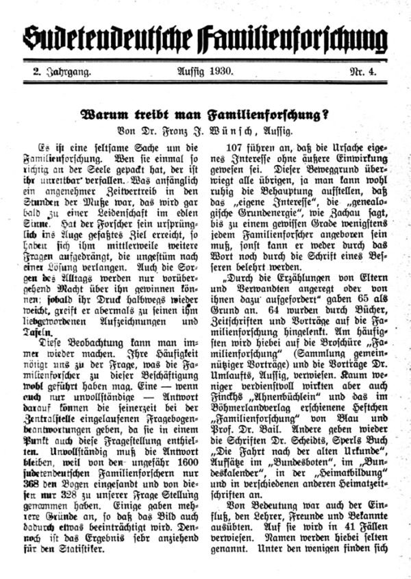 Warum treibt man Familienforschung? - 1