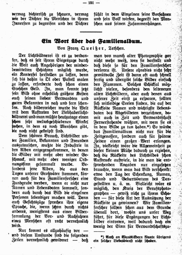 Ein Wort über das Familienalbum