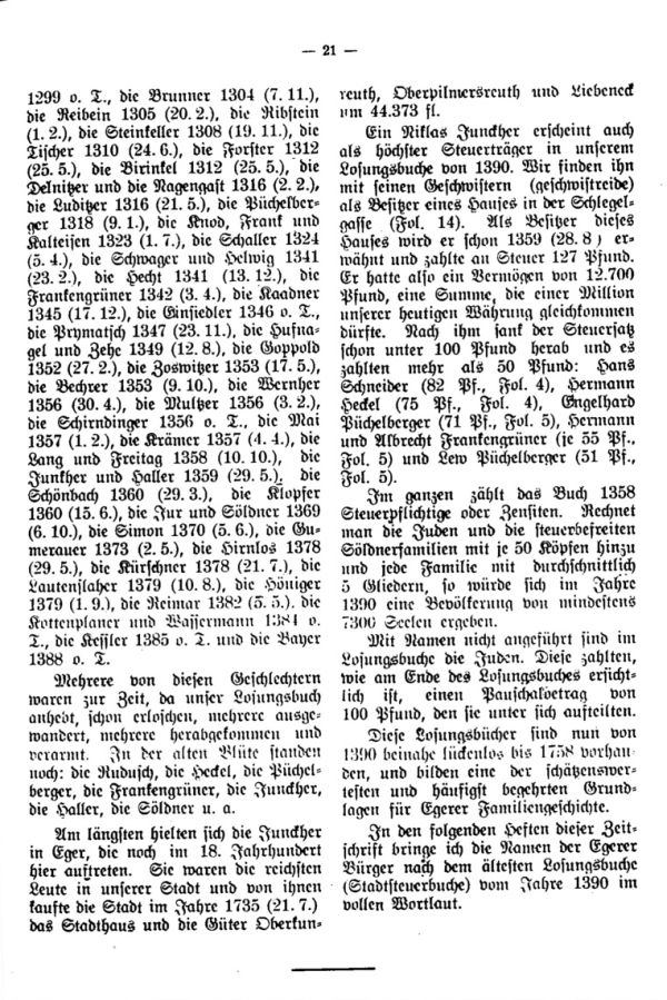 Die ältesten Familiennamen in Eger - 2