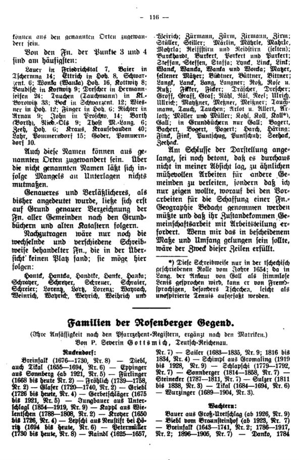 Familiennamen der Rosenberger Gegend - 1