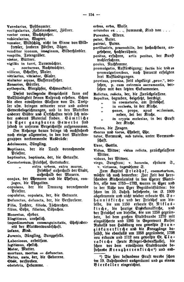 Die lateinischen Bezeichnungen für Stand und Gewerbe in den Egerer Pfarrmatriken - 5