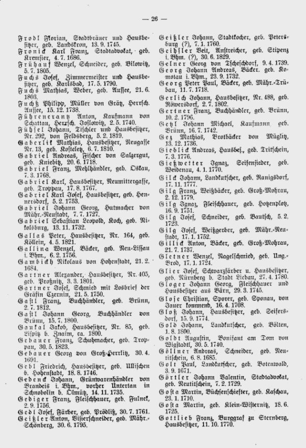 Olmützer Neubürger aus Böhmen, Mähren, Schlesien und der Slowakei 1688-1848 - 3