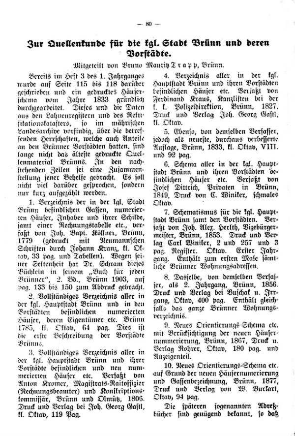 Zur Quellenkunde für die Stadt Brüna und deren Vorstädte - 1