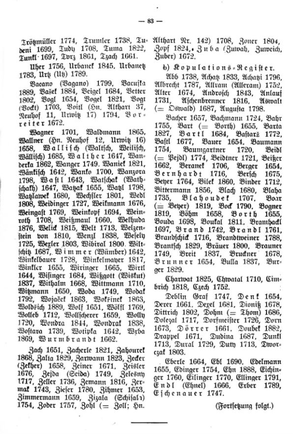 Familiennamen aus dem Pfarrsprengel Alt-Hart von 1641-1890 - 2