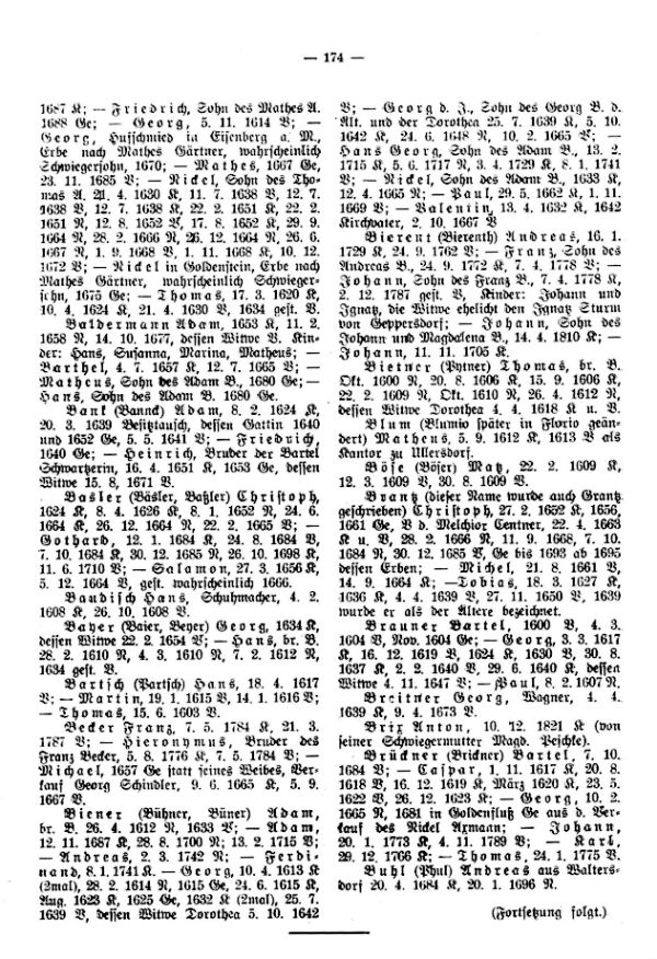 Verzeichnis der im 17. und 18. Jahrhundert in Grumberg (Mähren) ansässig gewesenen Familien - 3