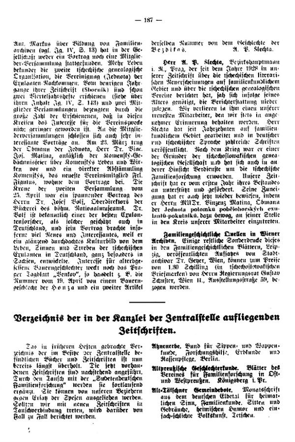 Familiengeschichtliche Quellen in Wiener Archiven - Verzeichnis der in der Zentralstelle aufliegenden Zeitschriften - 1