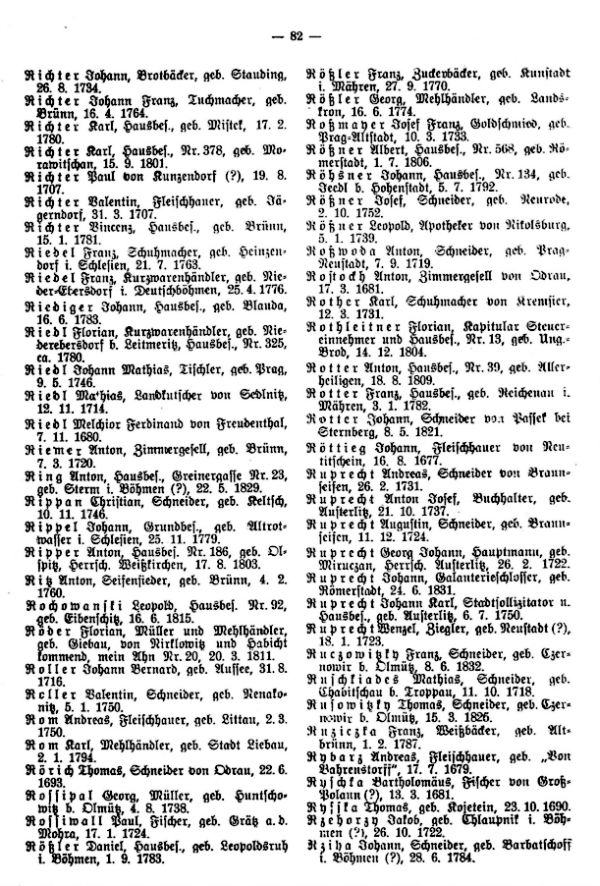 Olmützer Neubürger aus Böhmen, Mähren, Schlesien und der Slowakei 1668-1848 - 2