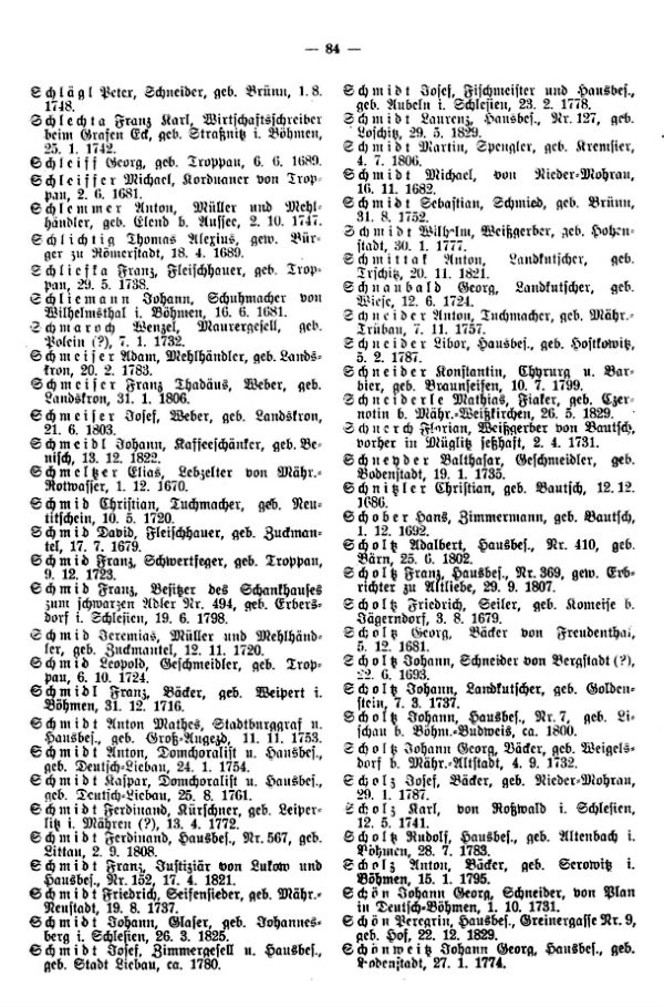 Olmützer Neubürger aus Böhmen, Mähren, Schlesien und der Slowakei 1668-1848 - 4