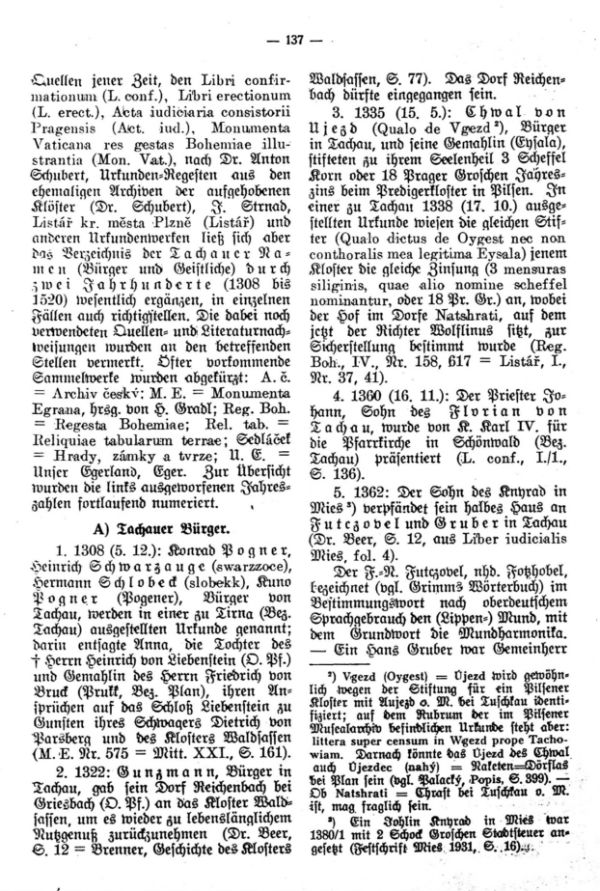 Tachauer Namen des Mittelalters - 2