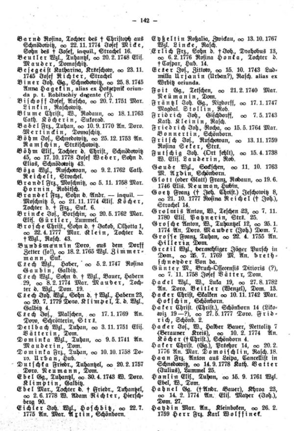 Neu-Ossegger Familiennamen 1650-1738 - Fremde Brautleute aus der Traumatrik der Pfarre Robitsch bei Auscha (1738-1784) - 2
