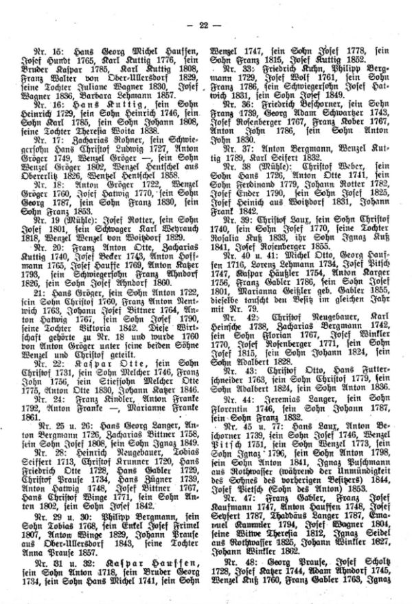 Besitzerfolgen der Anwesen in Nieder-Ullersdorf bei Grulich, Ostböhmen - 2