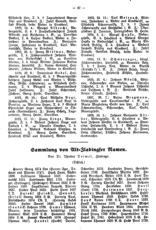 Sammlung von Alt-Zlabinger Namen (Schluß) - 1