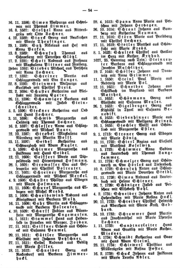 Fremde Brautleute aus der Traumatrik der Pfarre Schönfeld, Bez. Elbogen, Westböhmen (1577-1749) - 4