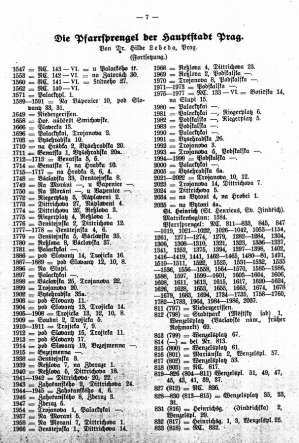 Die Pfarrsprengel der Hauptstadt Prag (Fortsetzung) - 1