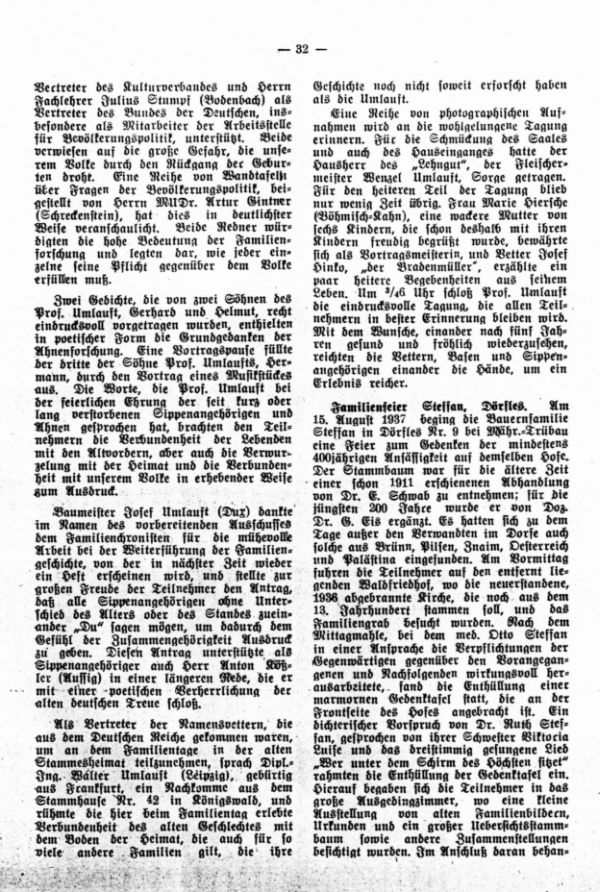 Familienfeier Steffan, Dörfles