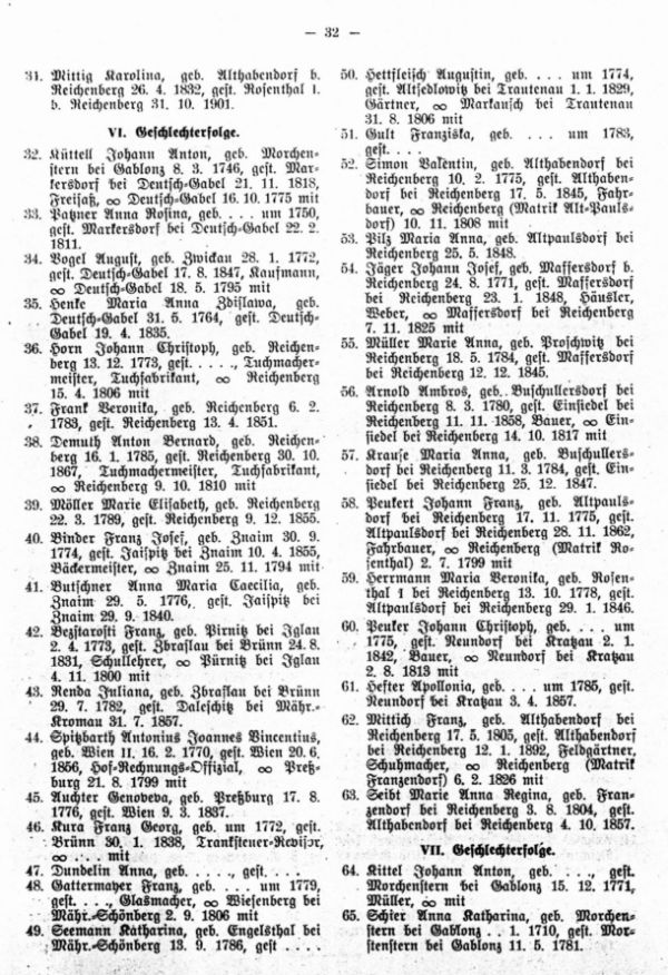 Ahnentafel der Familie Kittel aus Reichenberg - 2