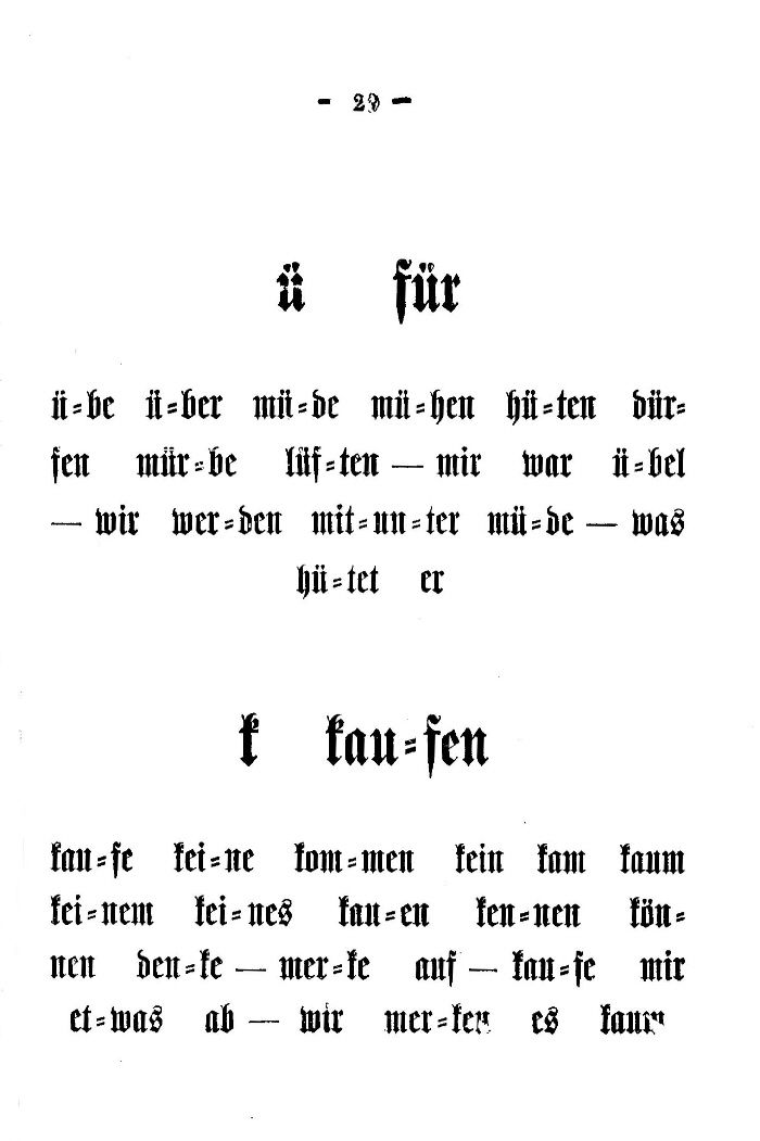 Deutsche Fibel -ü / k (Druckschrift)