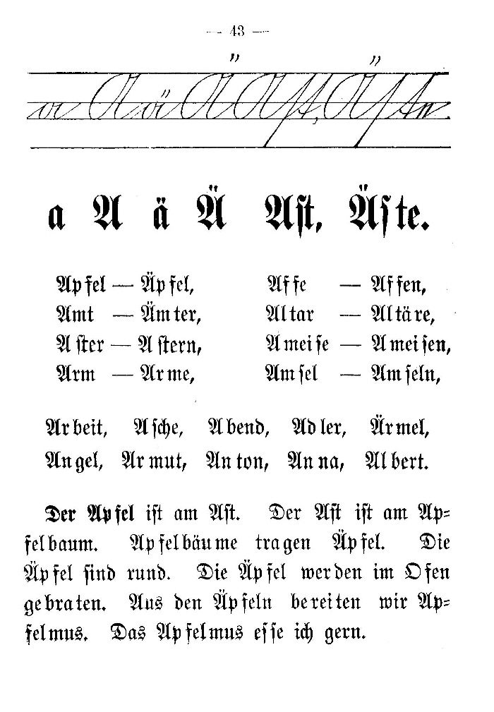 Deutsche Fibel -A - Ä (Schreibschrift /Druckschrift)